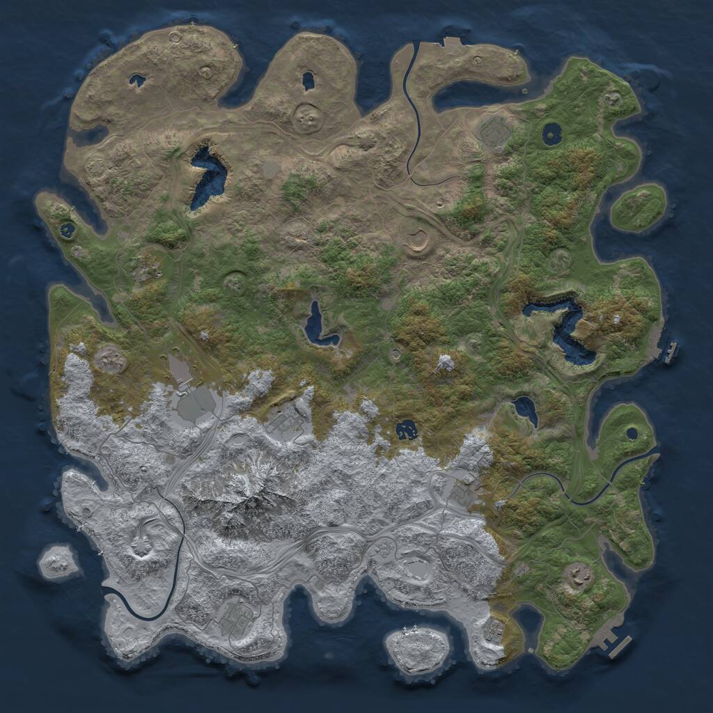 Rust Map: Procedural Map, Size: 5000, Seed: 1262932671, 16 Monuments