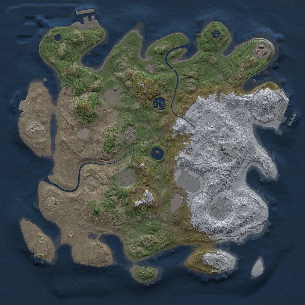 Rust Map: Procedural Map, Size: 3500, Seed: 2082561619, 13 Monuments