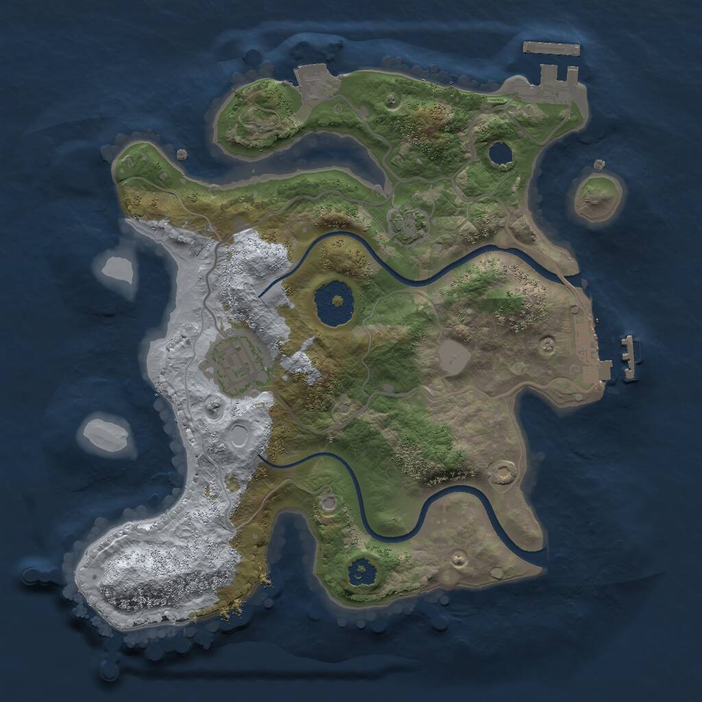 Rust Map: Procedural Map, Size: 2500, Seed: 559689489, 5 Monuments