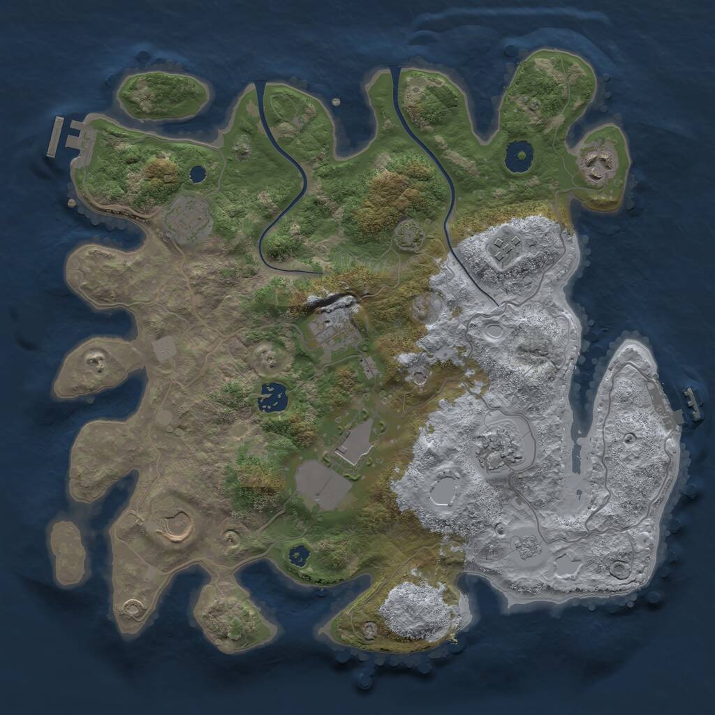 Rust Map: Procedural Map, Size: 3500, Seed: 637681848, 14 Monuments