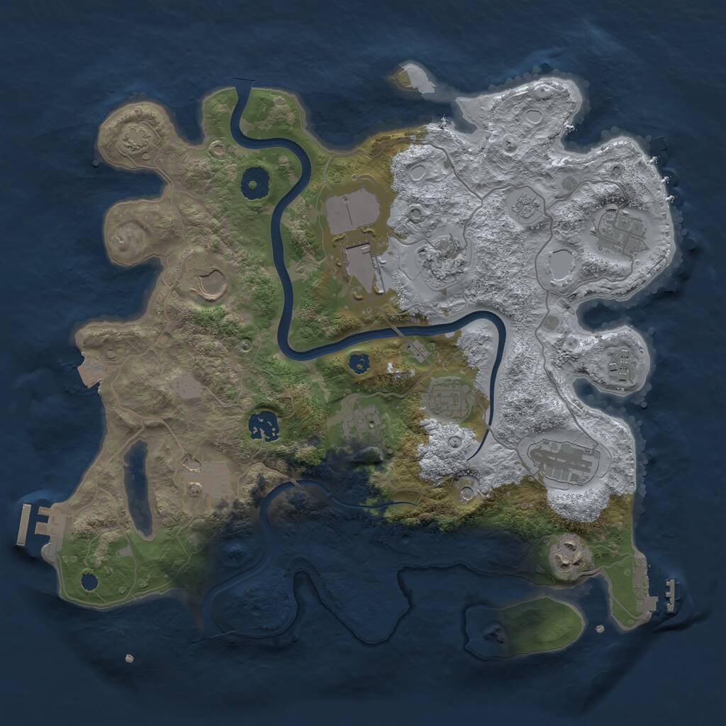Rust Map: Procedural Map, Size: 3500, Seed: 580800357, 17 Monuments