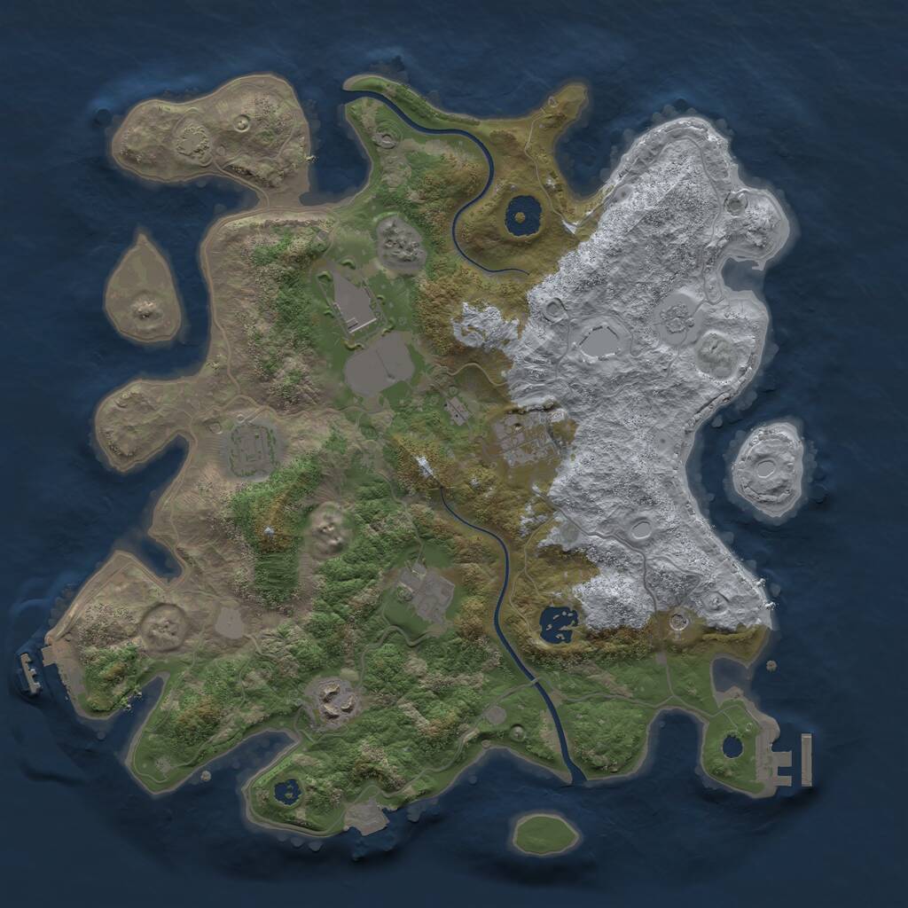 Rust Map: Procedural Map, Size: 3500, Seed: 55412345, 12 Monuments