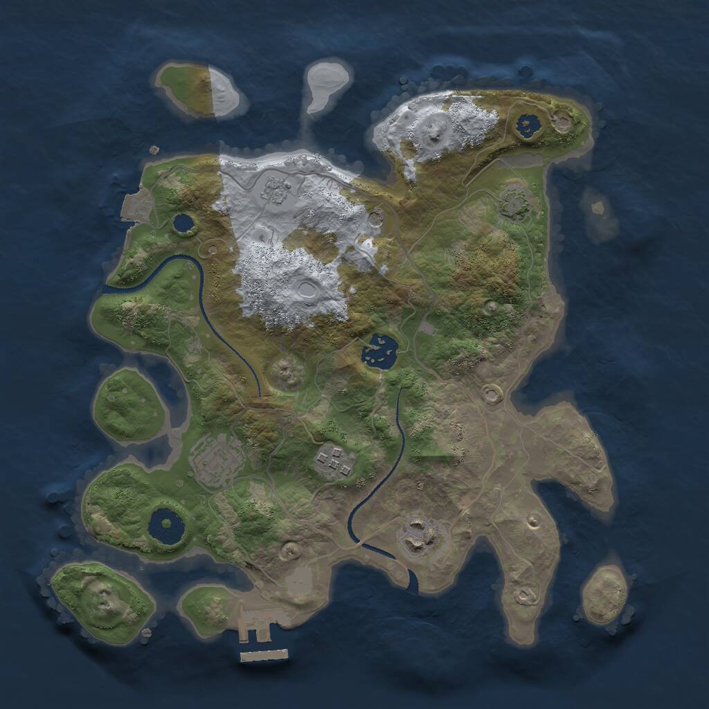 Rust Map: Procedural Map, Size: 3000, Seed: 8412, 9 Monuments