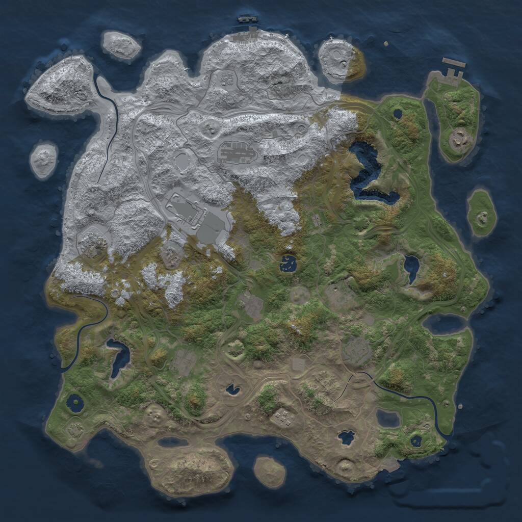 Rust Map: Procedural Map, Size: 4500, Seed: 2010773507, 16 Monuments
