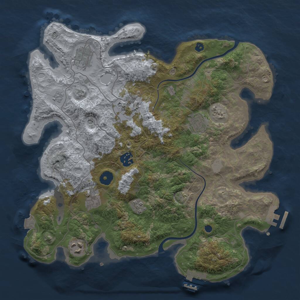 Rust Map: Procedural Map, Size: 3350, Seed: 29031075, 13 Monuments