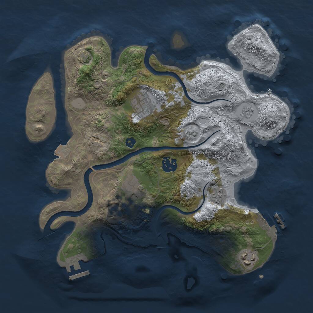 Rust Map: Procedural Map, Size: 3000, Seed: 34321, 10 Monuments