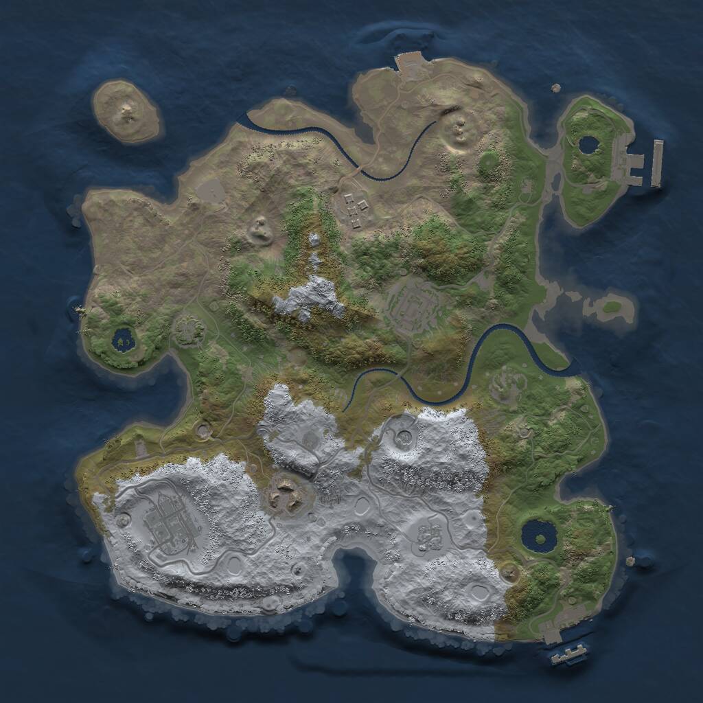 Rust Map: Procedural Map, Size: 3000, Seed: 81453, 10 Monuments
