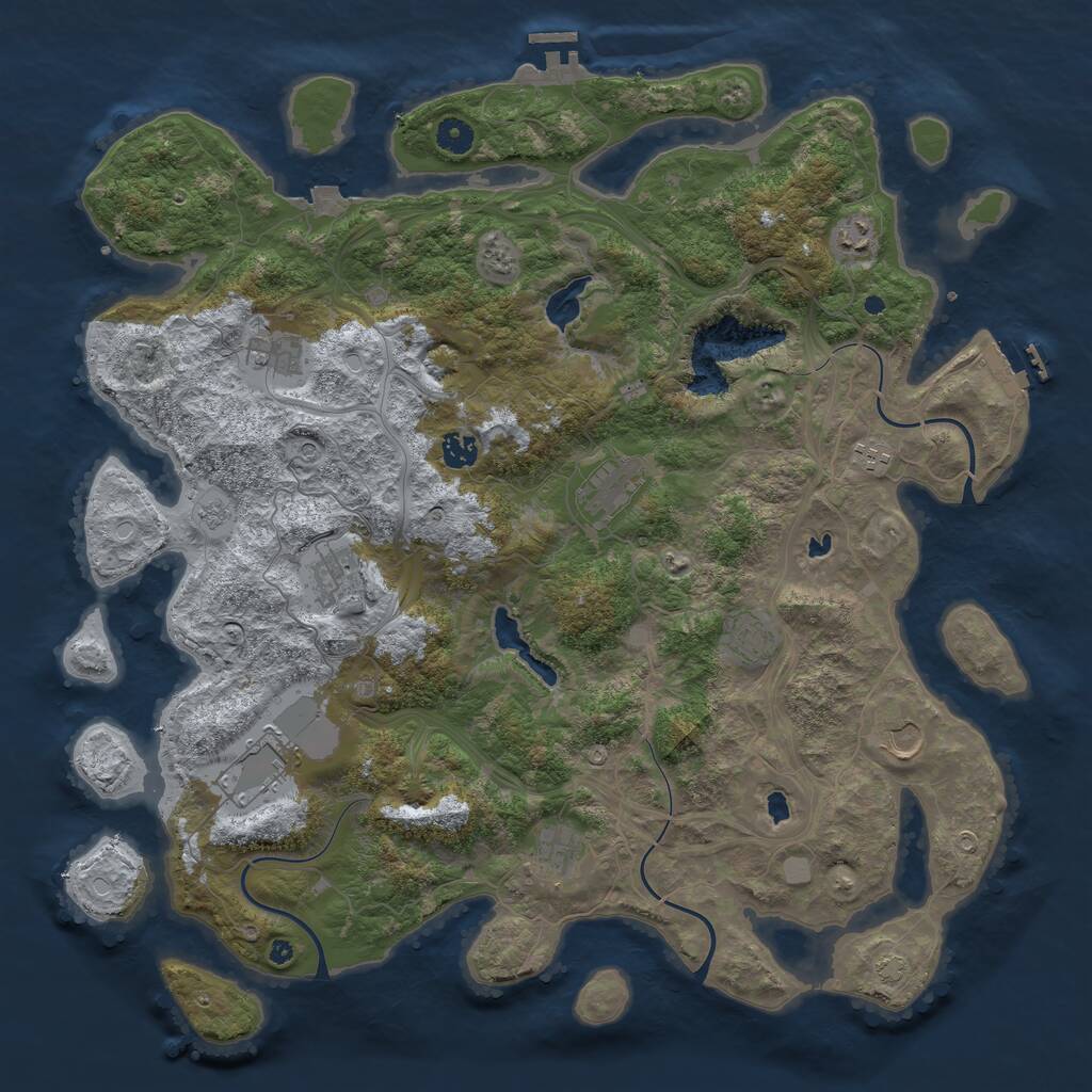 Rust Map: Procedural Map, Size: 4500, Seed: 721518244, 16 Monuments