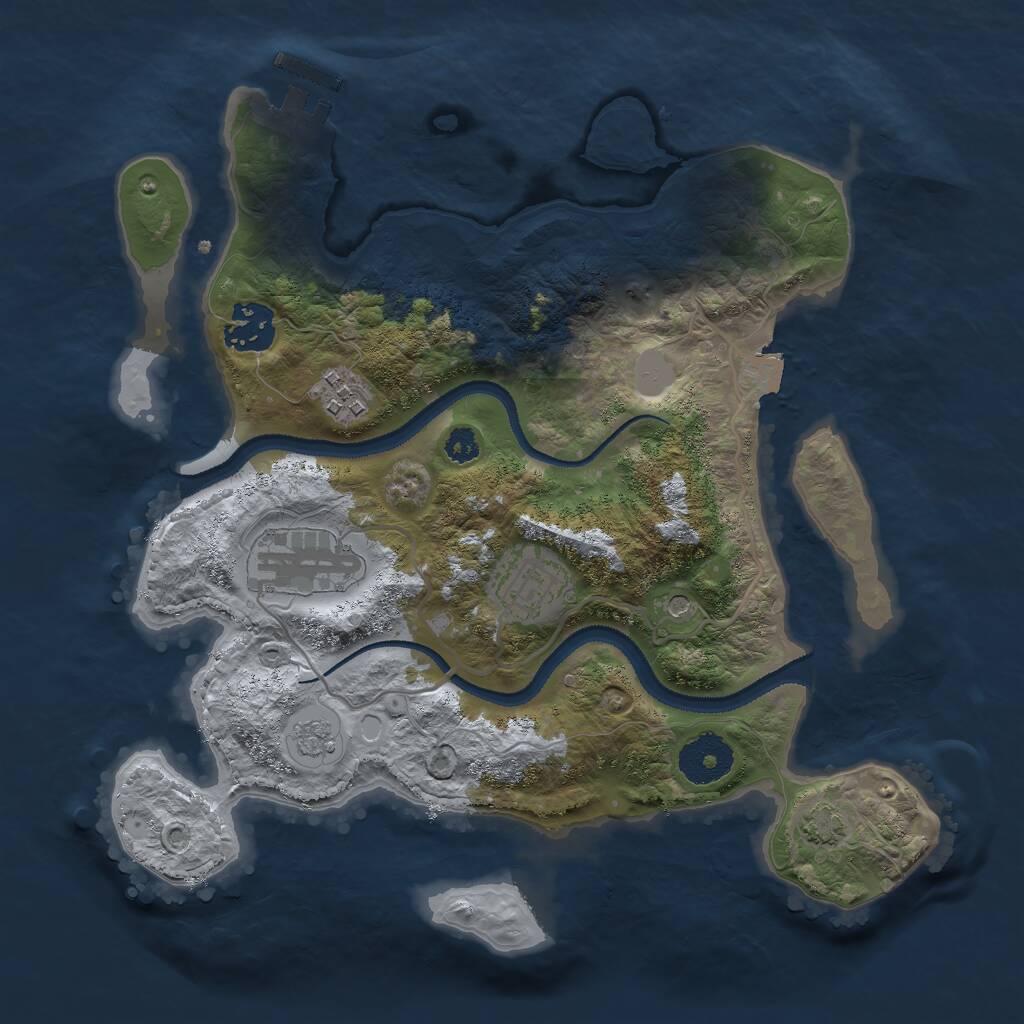 Rust Map: Procedural Map, Size: 2998, Seed: 50015, 9 Monuments