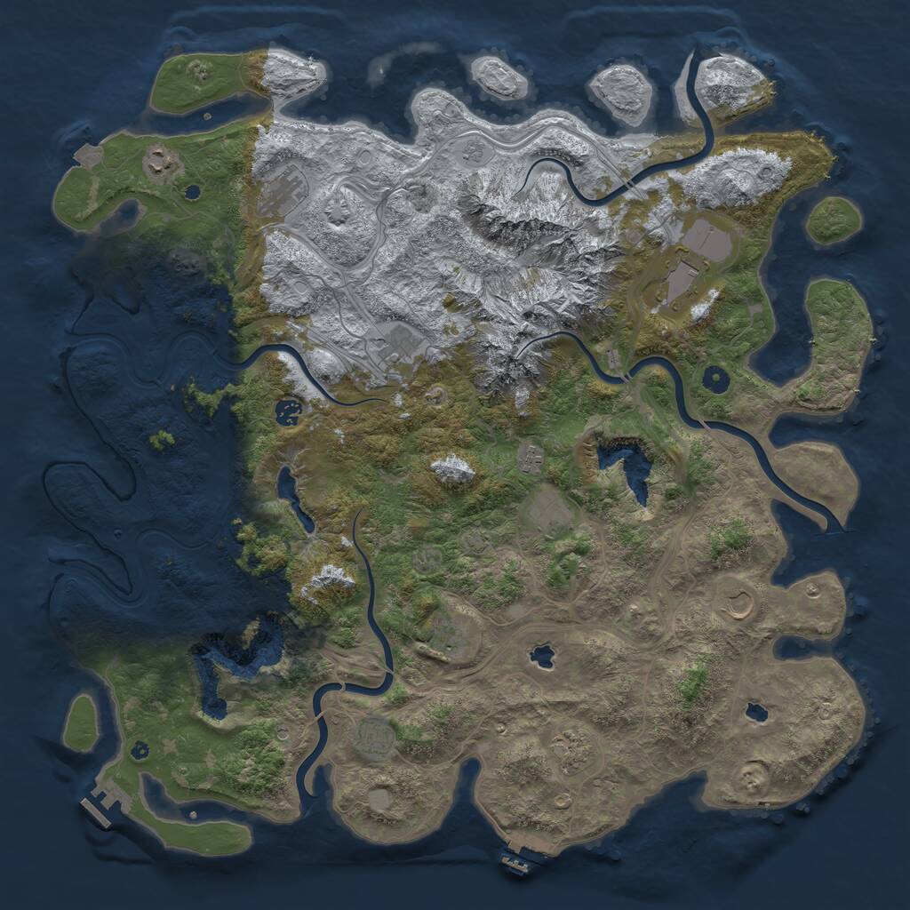 Rust Map: Procedural Map, Size: 5000, Seed: 108090294, 17 Monuments