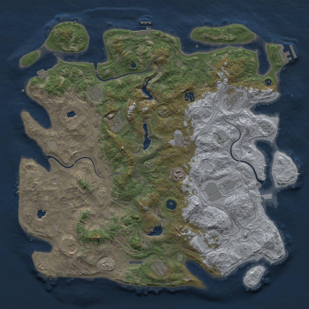Rust Map: Procedural Map, Size: 4500, Seed: 1589667206, 17 Monuments