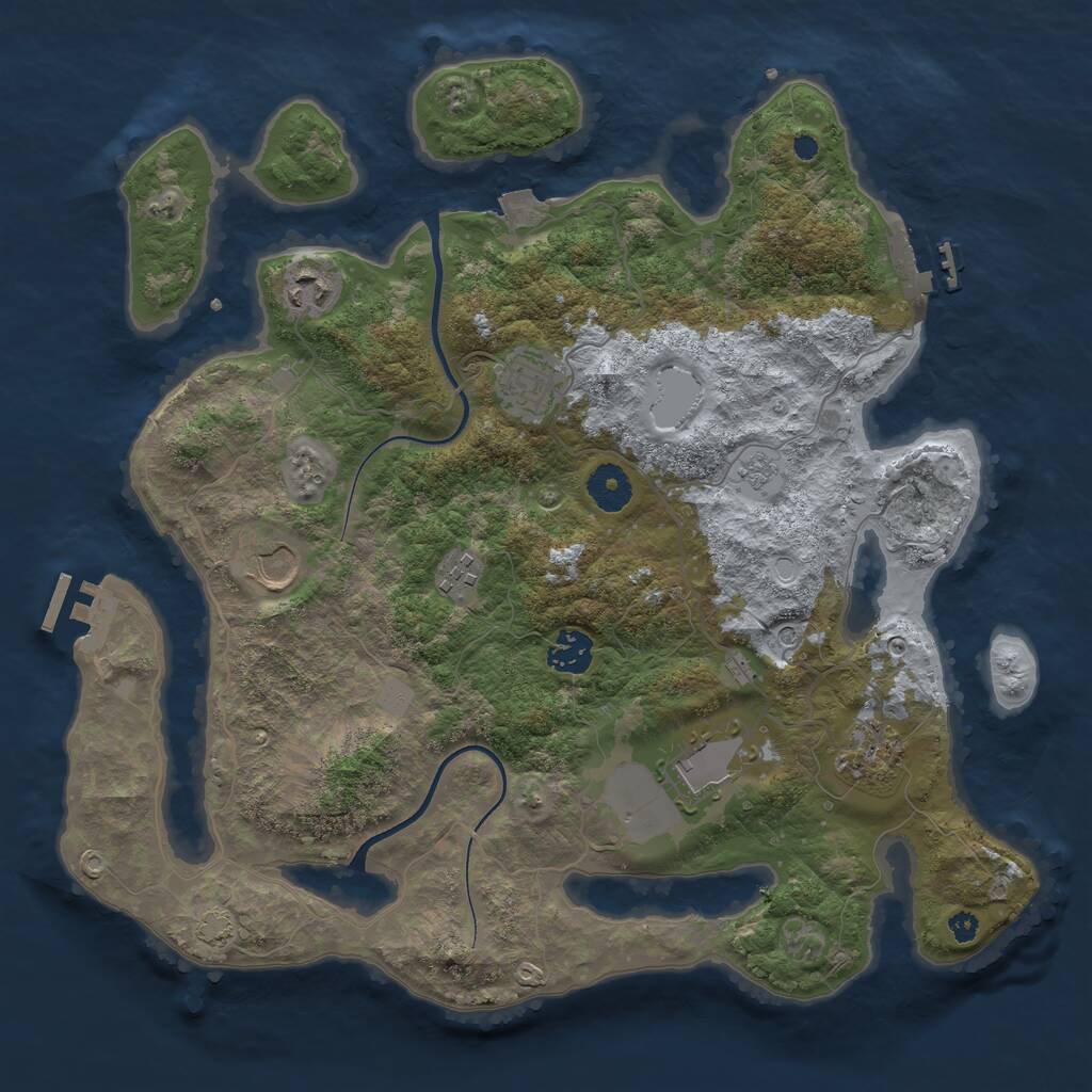 Rust Map: Procedural Map, Size: 3650, Seed: 18341942, 13 Monuments