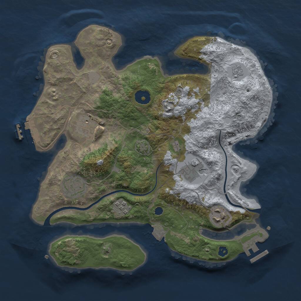 Rust Map: Procedural Map, Size: 3000, Seed: 1750854115, 10 Monuments