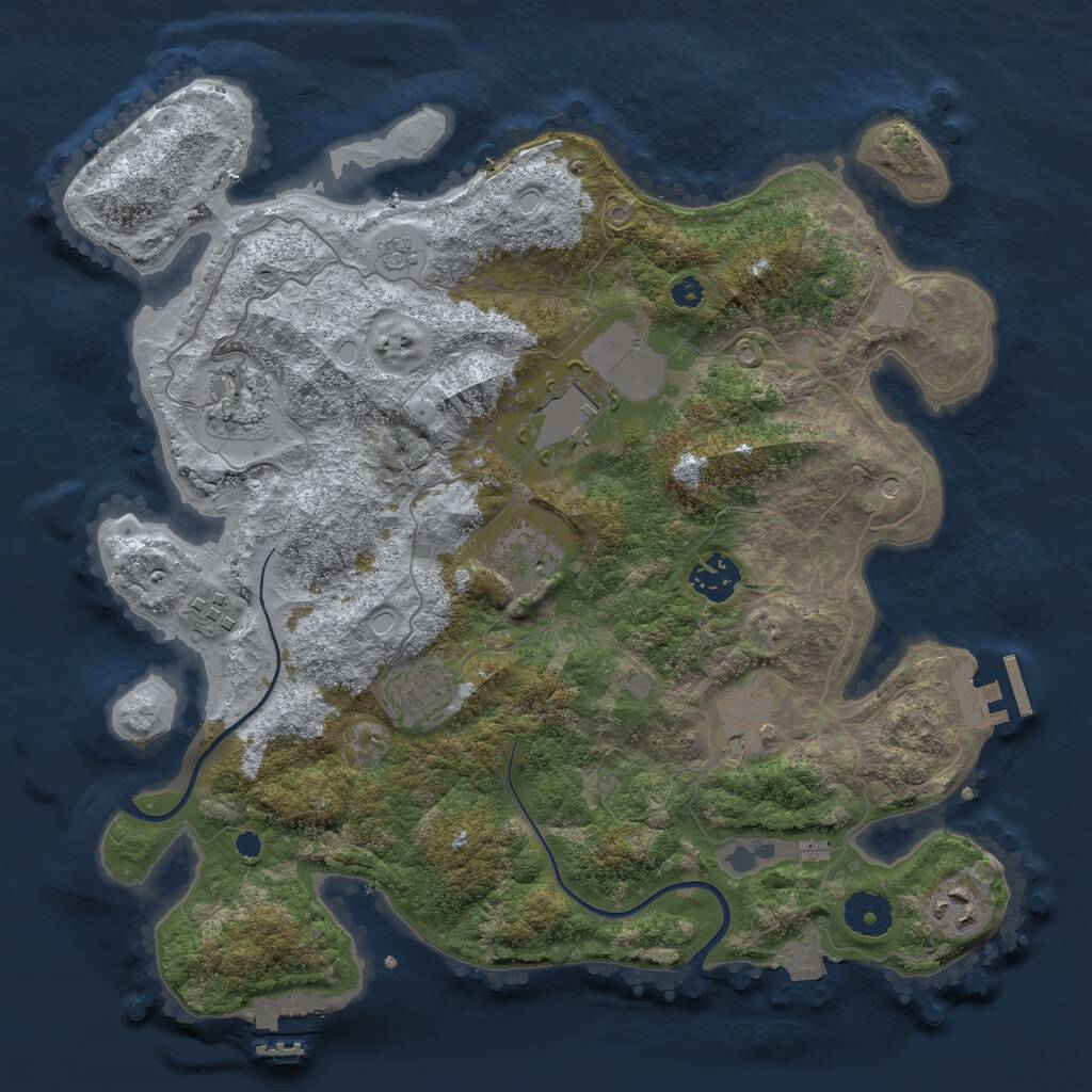 Rust Map: Procedural Map, Size: 3500, Seed: 915271520, 13 Monuments