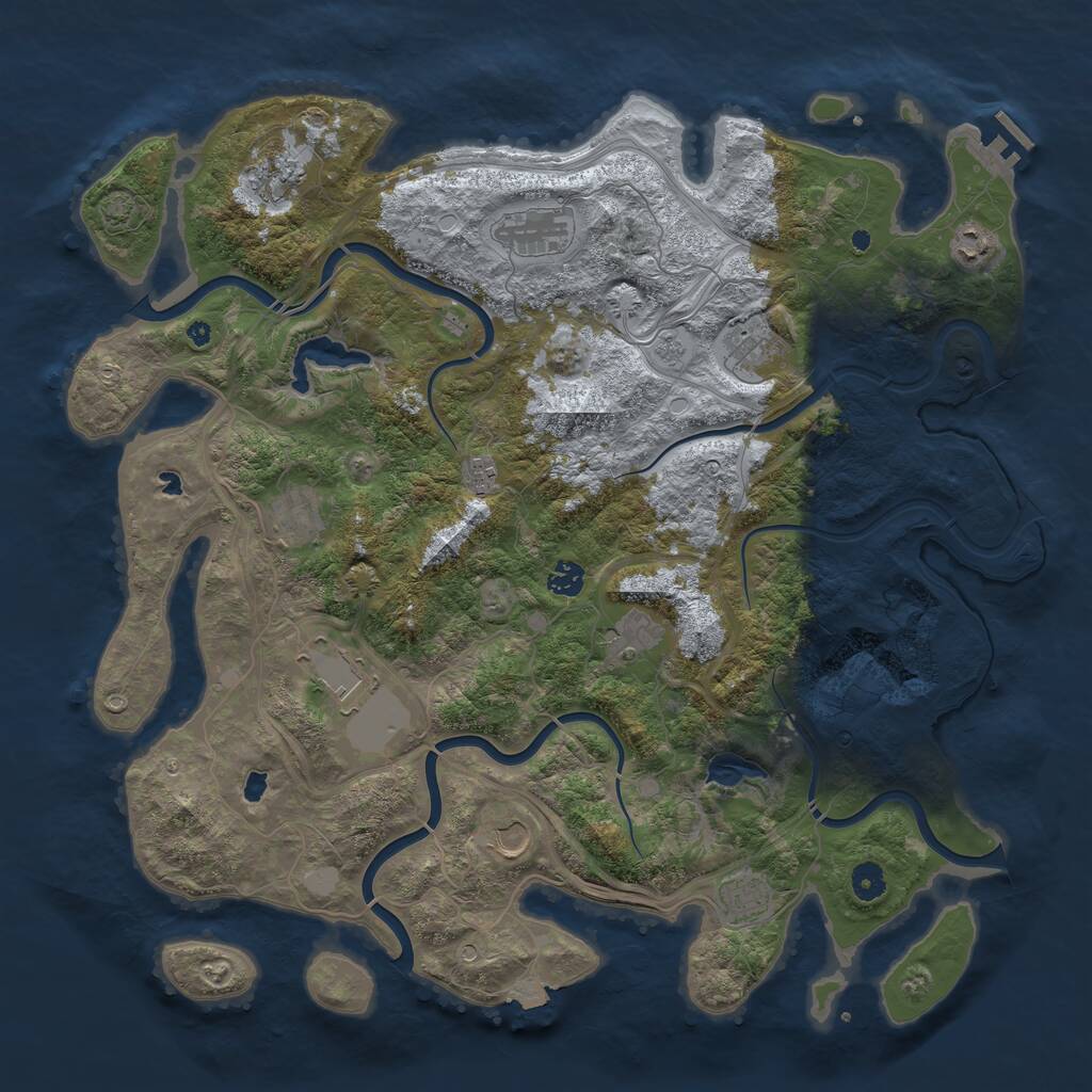 Rust Map: Procedural Map, Size: 4500, Seed: 372740607, 16 Monuments