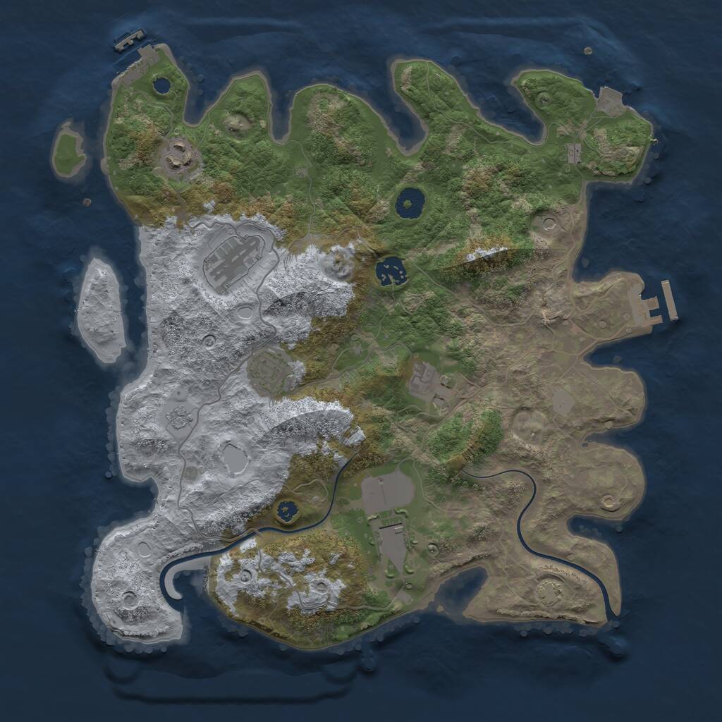 Rust Map: Procedural Map, Size: 3600, Seed: 177261, 12 Monuments