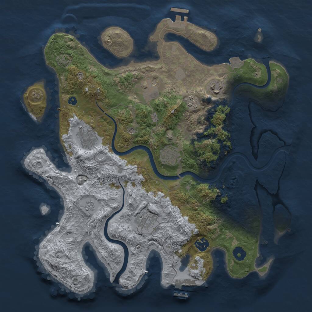 Rust Map: Procedural Map, Size: 3500, Seed: 1391818949, 13 Monuments