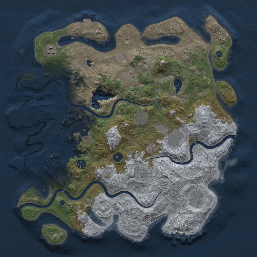 Rust Map: Procedural Map, Size: 4000, Seed: 1721826121, 15 Monuments
