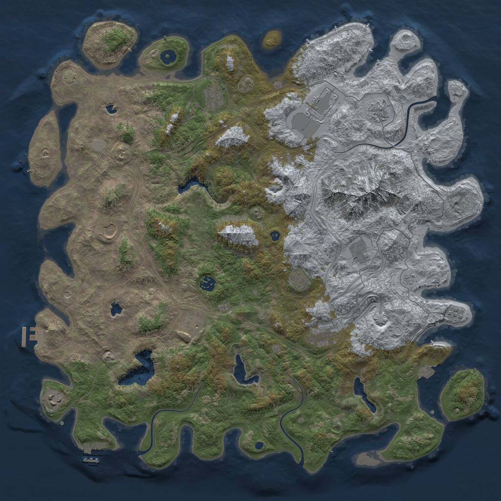 Rust Map: Procedural Map, Size: 5000, Seed: 1276043617, 17 Monuments