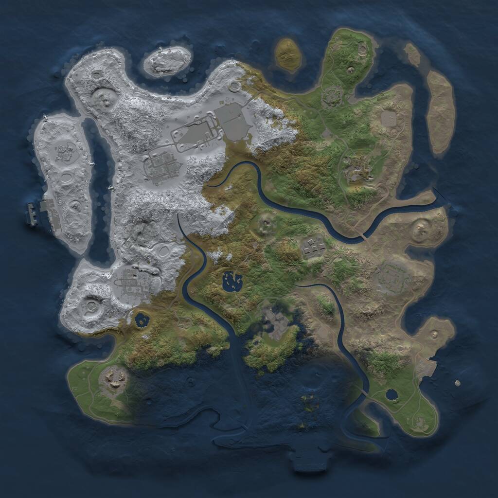 Rust Map: Procedural Map, Size: 3500, Seed: 445477284, 15 Monuments