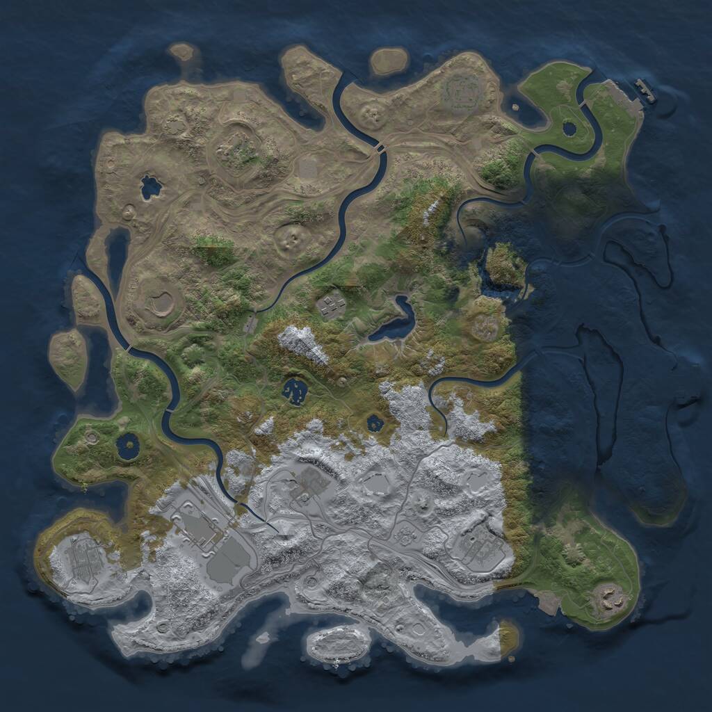 Rust Map: Procedural Map, Size: 4250, Seed: 164184402, 16 Monuments