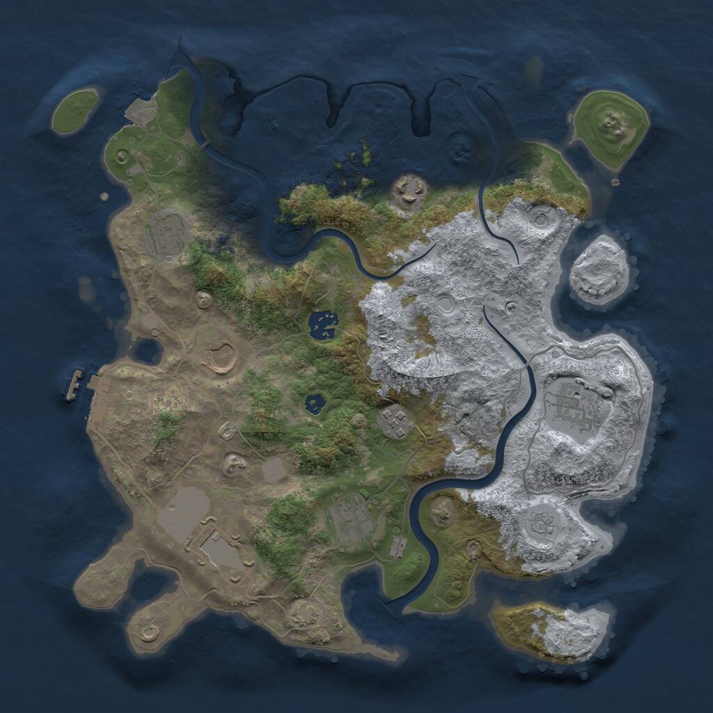 Rust Map: Procedural Map, Size: 3500, Seed: 543606277, 13 Monuments