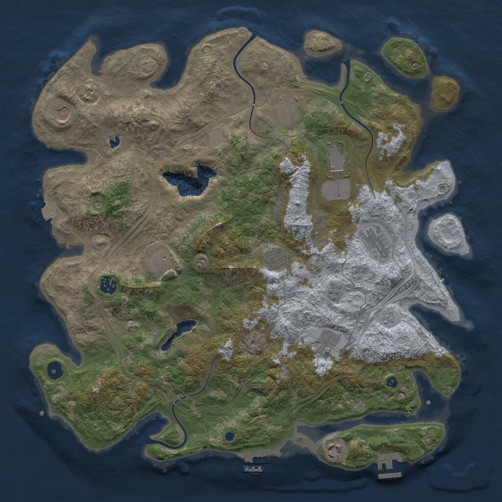 Rust Map: Procedural Map, Size: 4444, Seed: 4, 16 Monuments