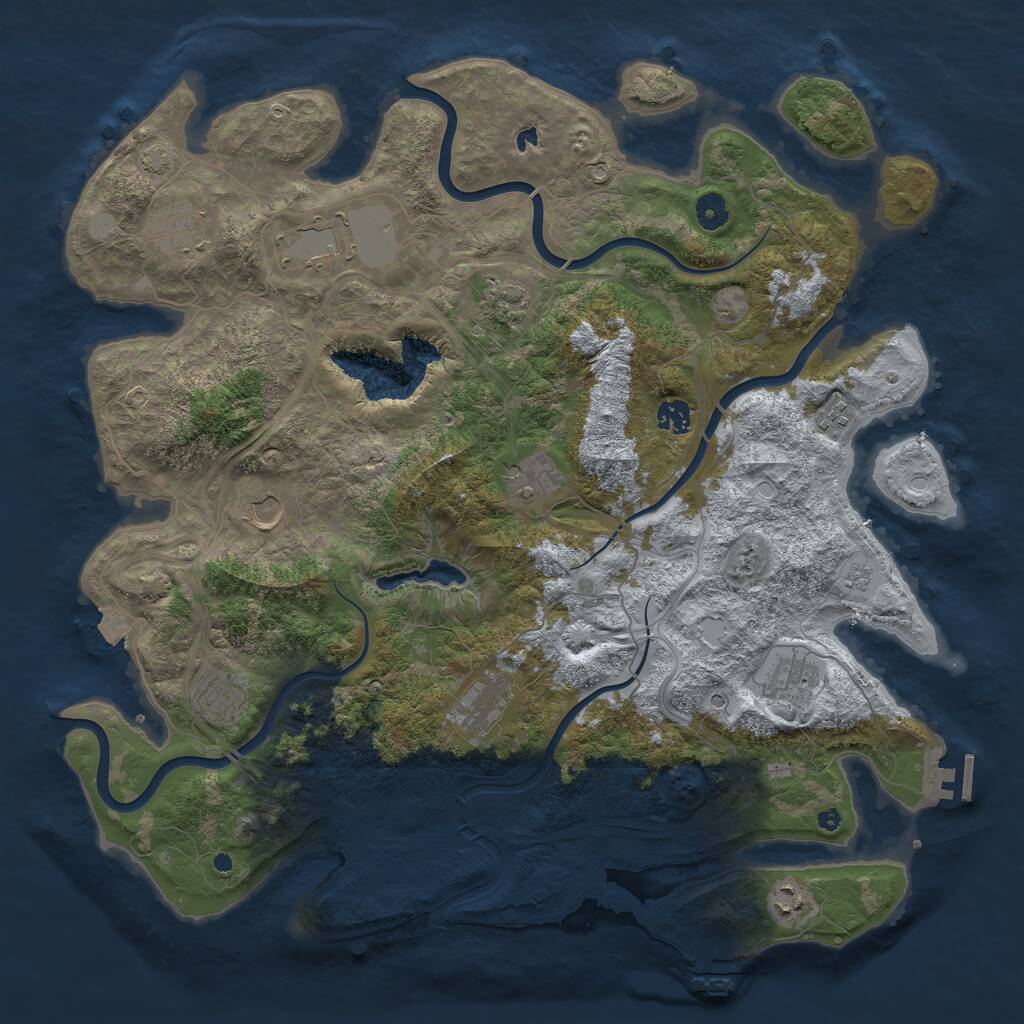 Rust Map: Procedural Map, Size: 4444, Seed: 4, 17 Monuments