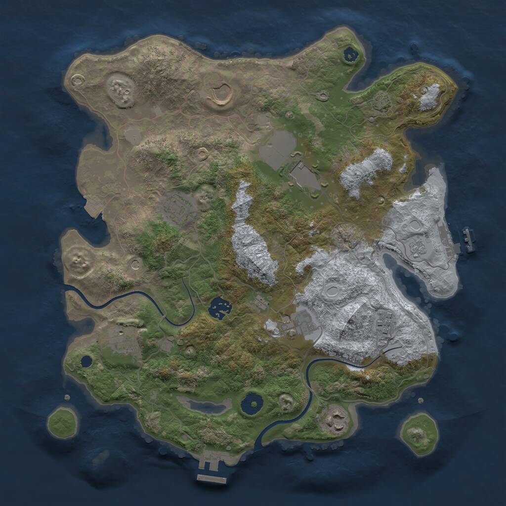 Rust Map: Procedural Map, Size: 3500, Seed: 1370960361, 14 Monuments