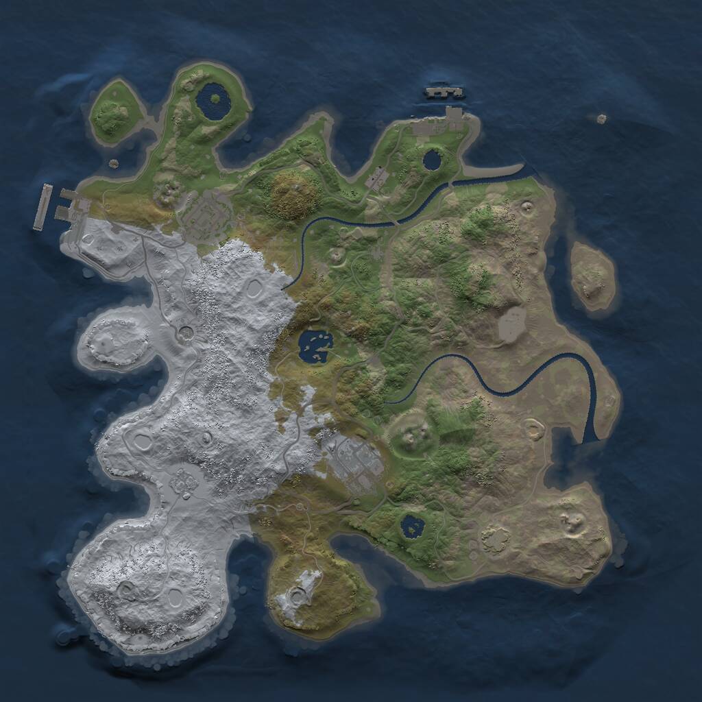 Rust Map: Procedural Map, Size: 3000, Seed: 579489965, 9 Monuments