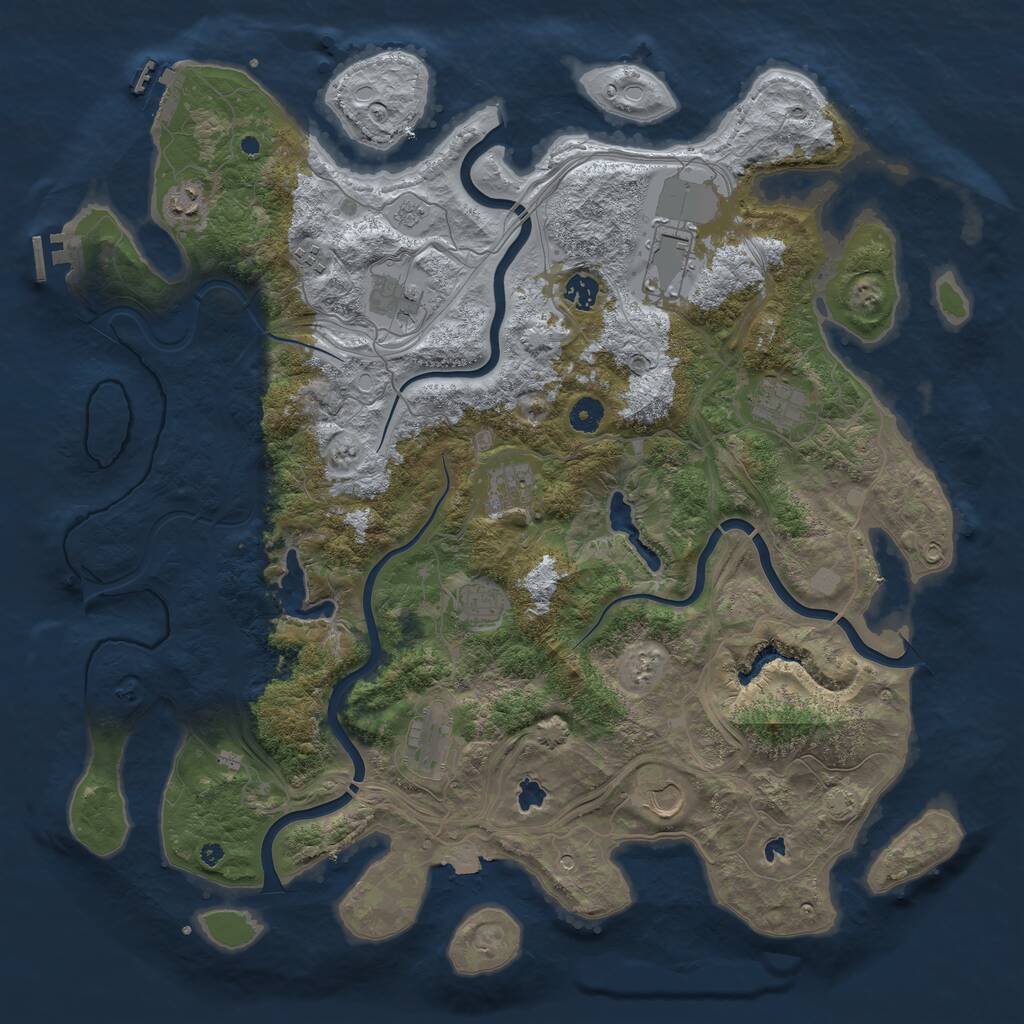 Rust Map: Procedural Map, Size: 4500, Seed: 830124957, 16 Monuments