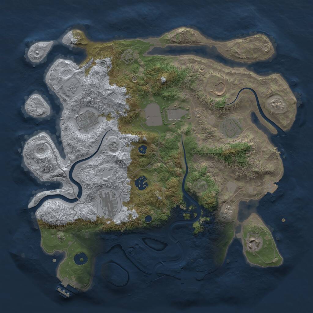 Rust Map: Procedural Map, Size: 3600, Seed: 681711, 14 Monuments