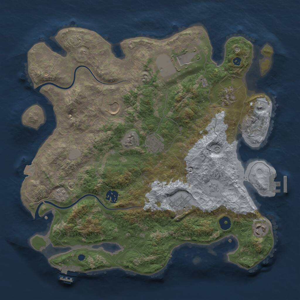 Rust Map: Procedural Map, Size: 3600, Seed: 1179748923, 14 Monuments
