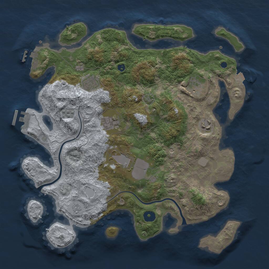 Rust Map: Procedural Map, Size: 3500, Seed: 1607637074, 12 Monuments