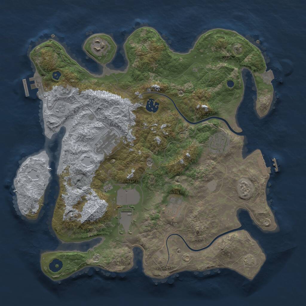 Rust Map: Procedural Map, Size: 3500, Seed: 2097919164, 12 Monuments
