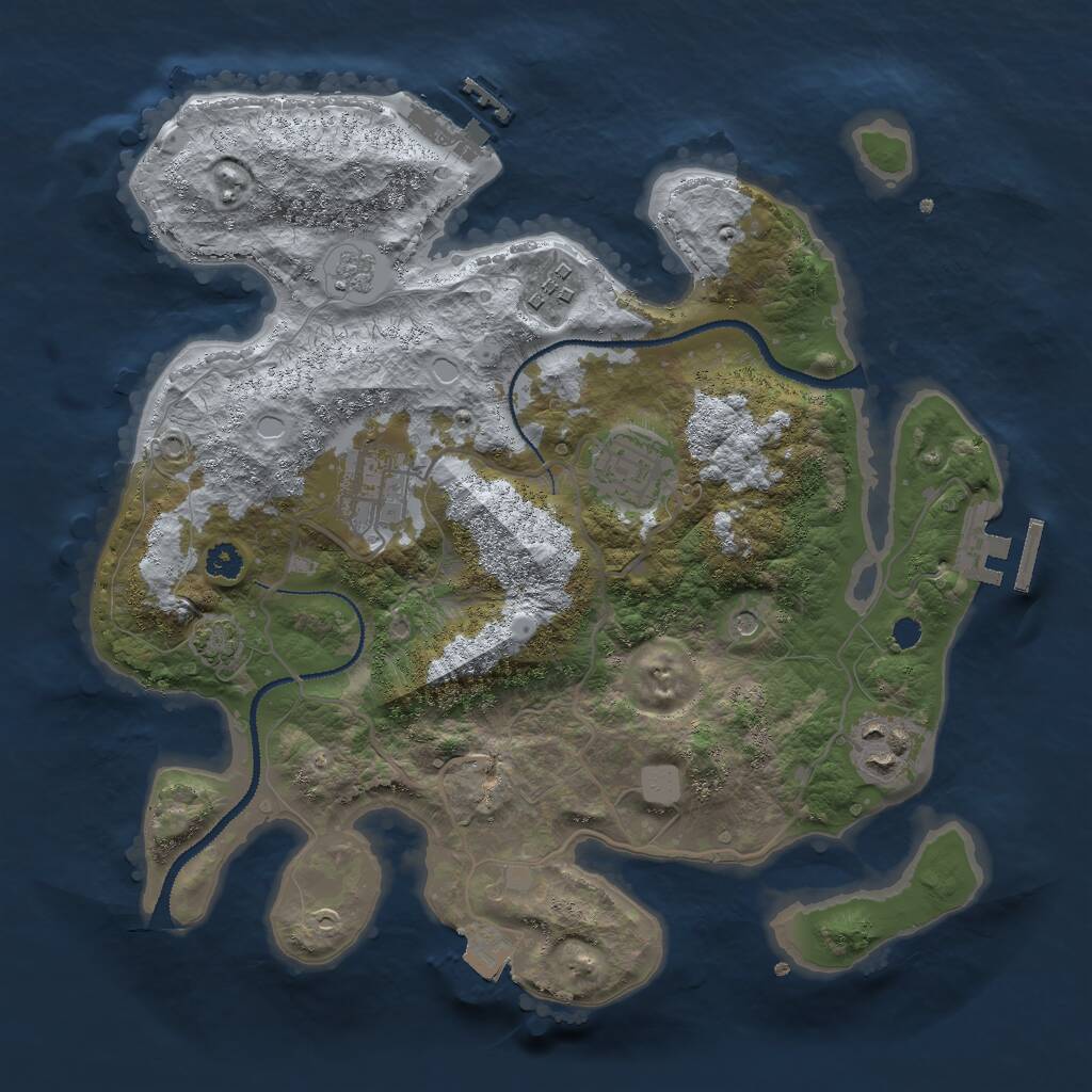 Rust Map: Procedural Map, Size: 3000, Seed: 8278, 10 Monuments