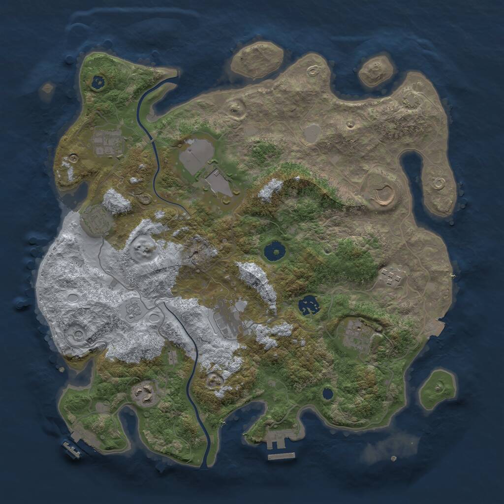 Rust Map: Procedural Map, Size: 3750, Seed: 1204680868, 15 Monuments