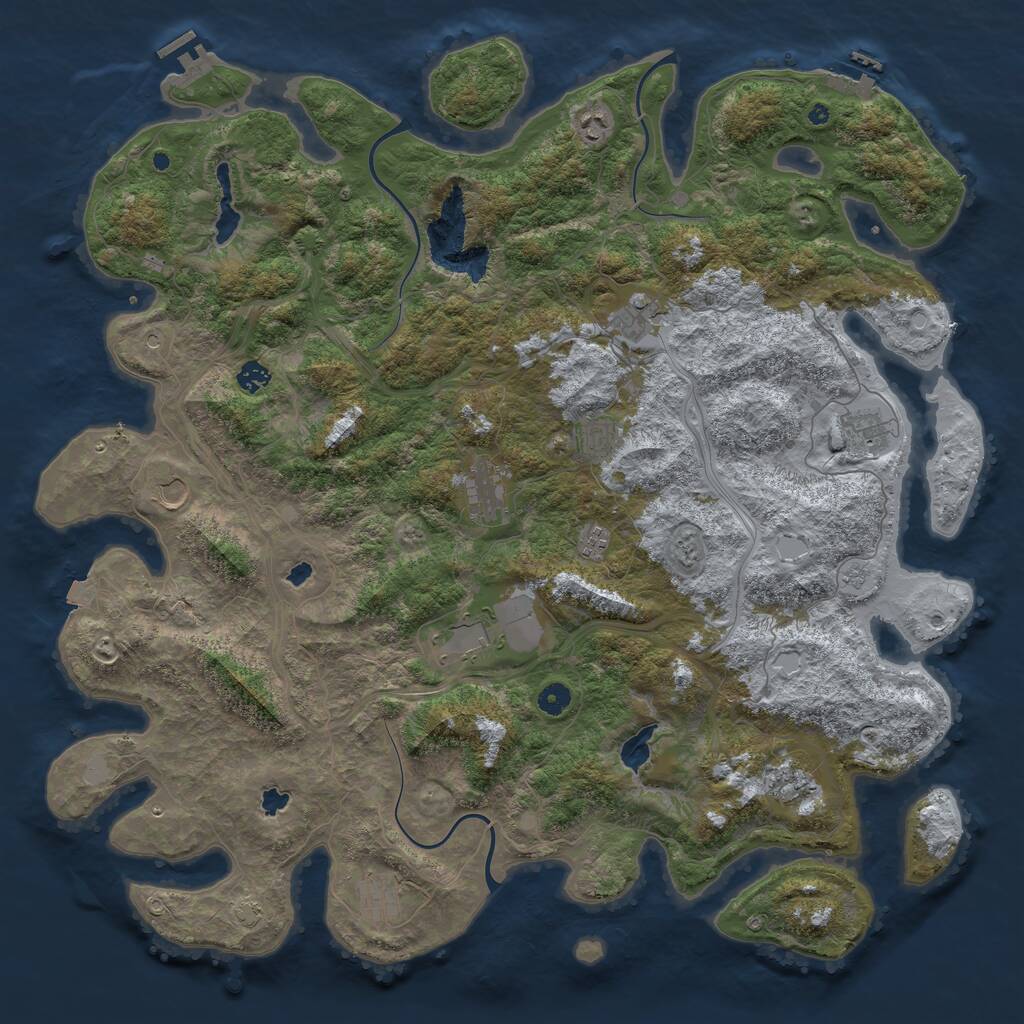 Rust Map: Procedural Map, Size: 4900, Seed: 752252715, 17 Monuments