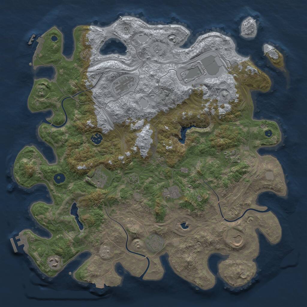 Rust Map: Procedural Map, Size: 4250, Seed: 890690272, 16 Monuments
