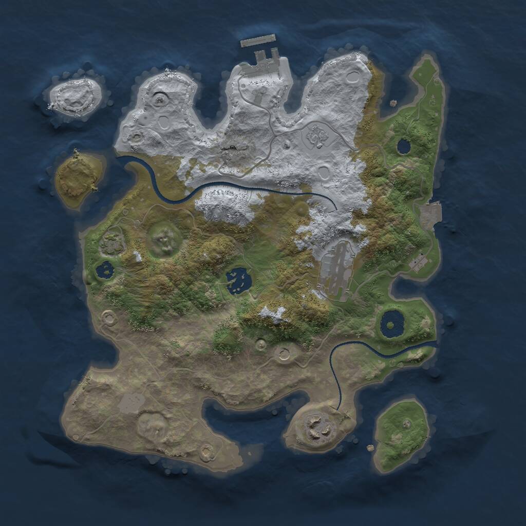 Rust Map: Procedural Map, Size: 3000, Seed: 164181206, 8 Monuments