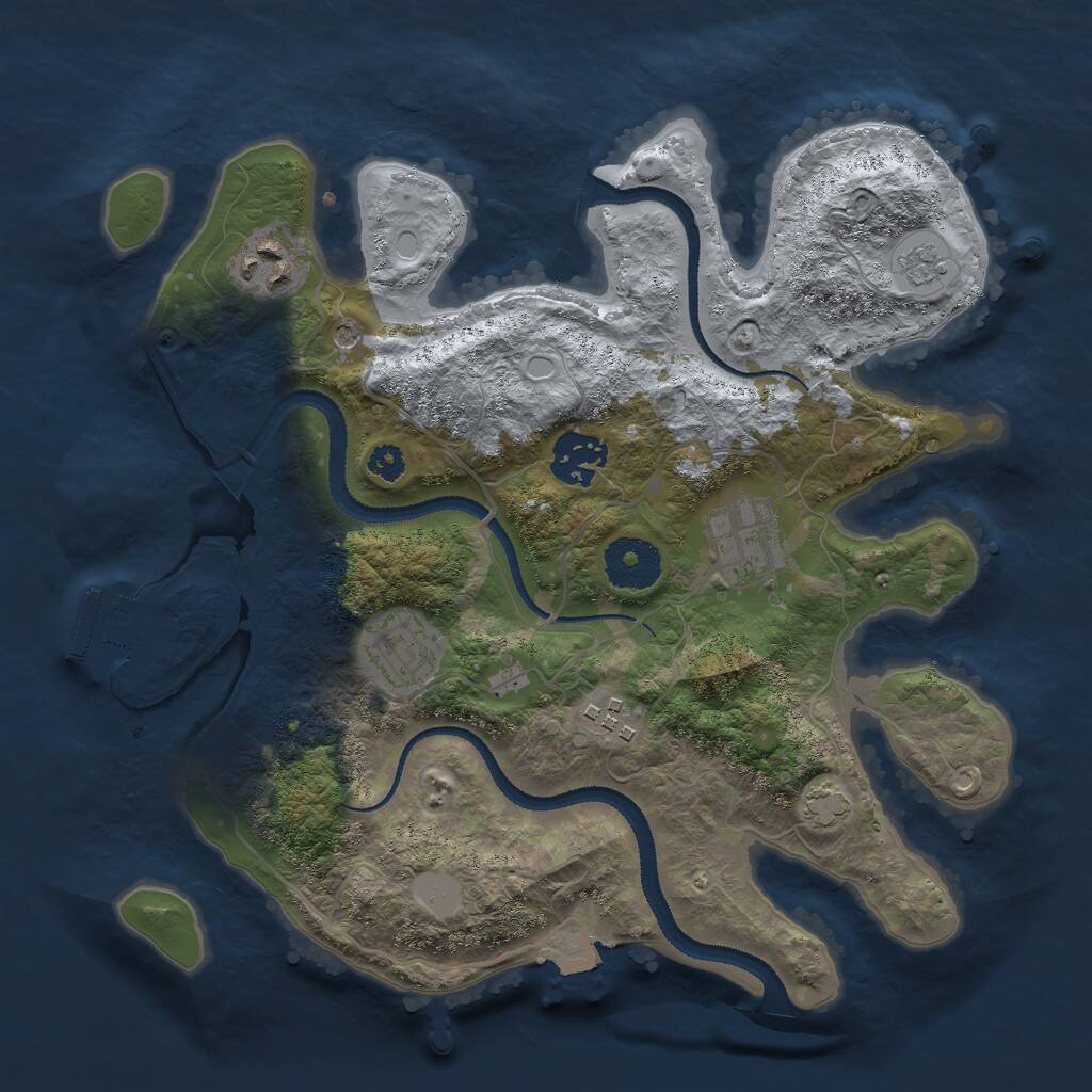Rust Map: Procedural Map, Size: 3000, Seed: 14657, 10 Monuments