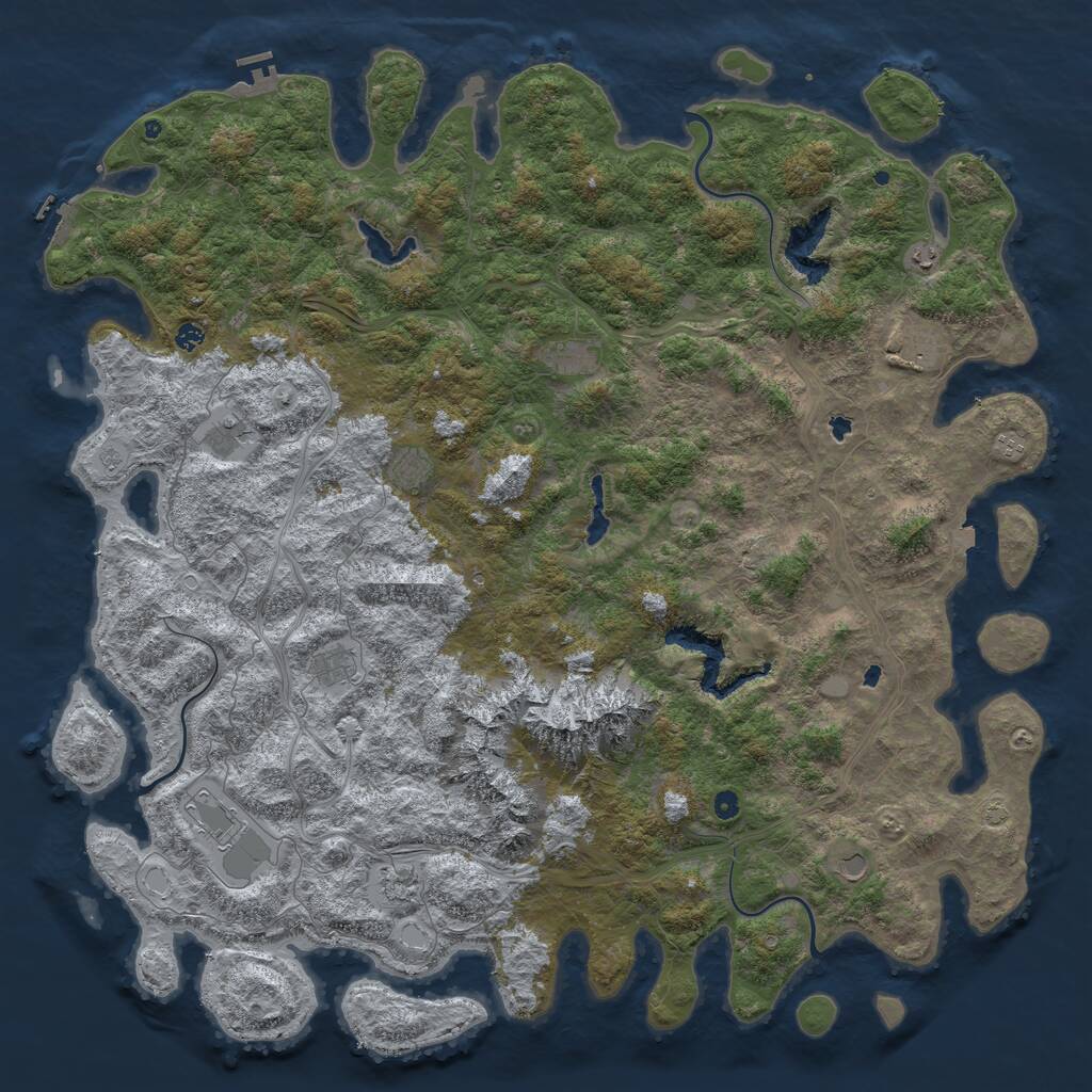 Rust Map: Procedural Map, Size: 6000, Seed: 26451, 17 Monuments