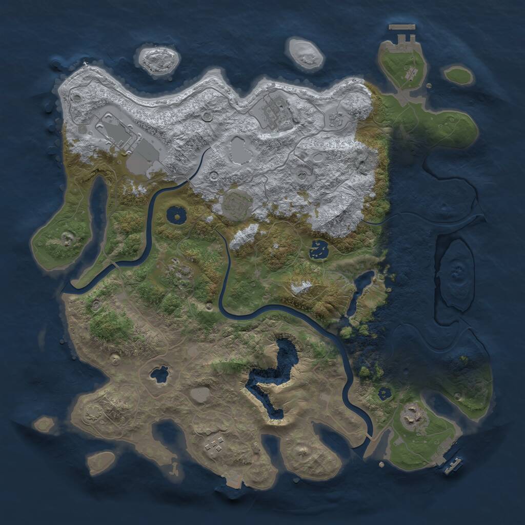 Rust Map: Procedural Map, Size: 4000, Seed: 123147345, 13 Monuments