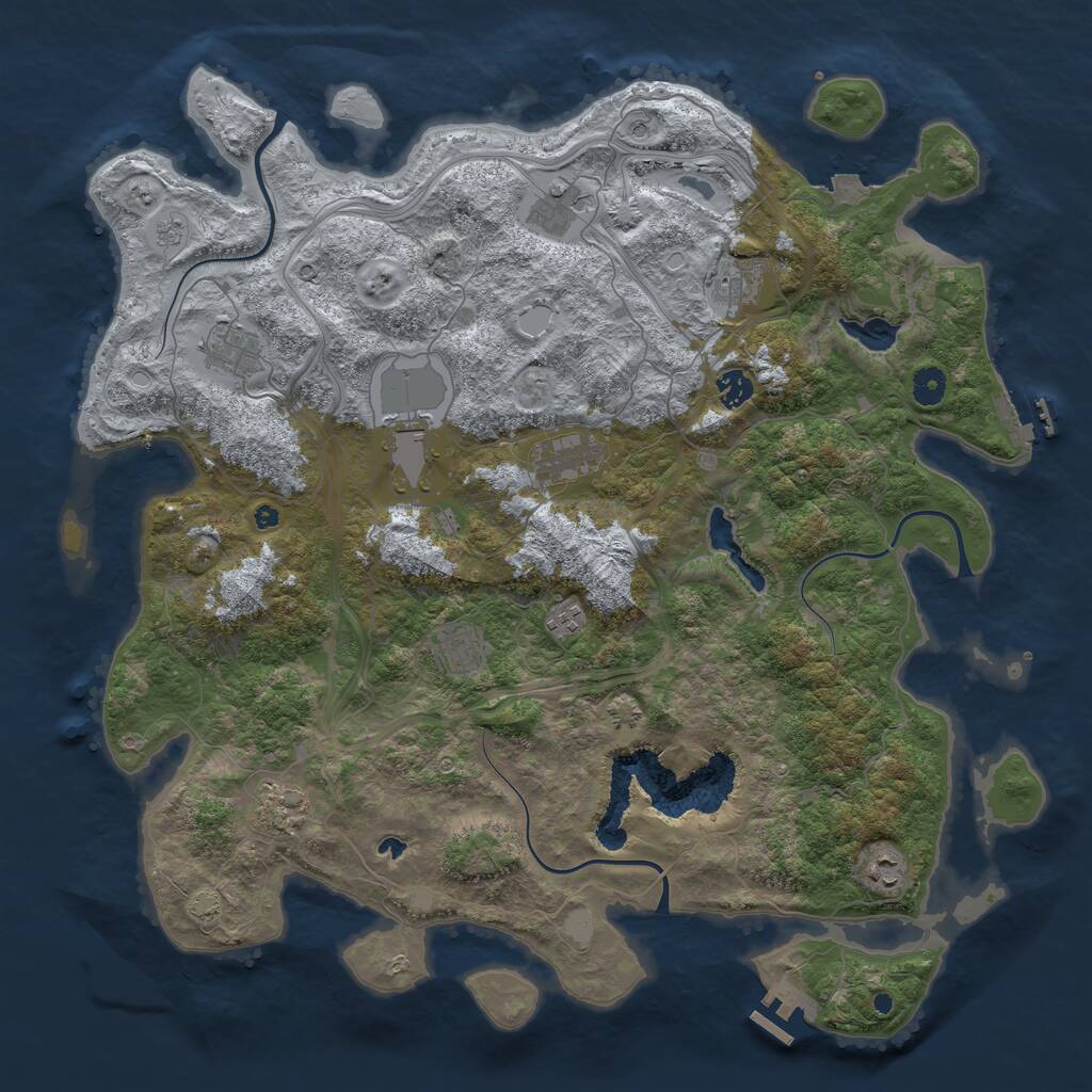 Rust Map: Procedural Map, Size: 4500, Seed: 1011925537, 16 Monuments