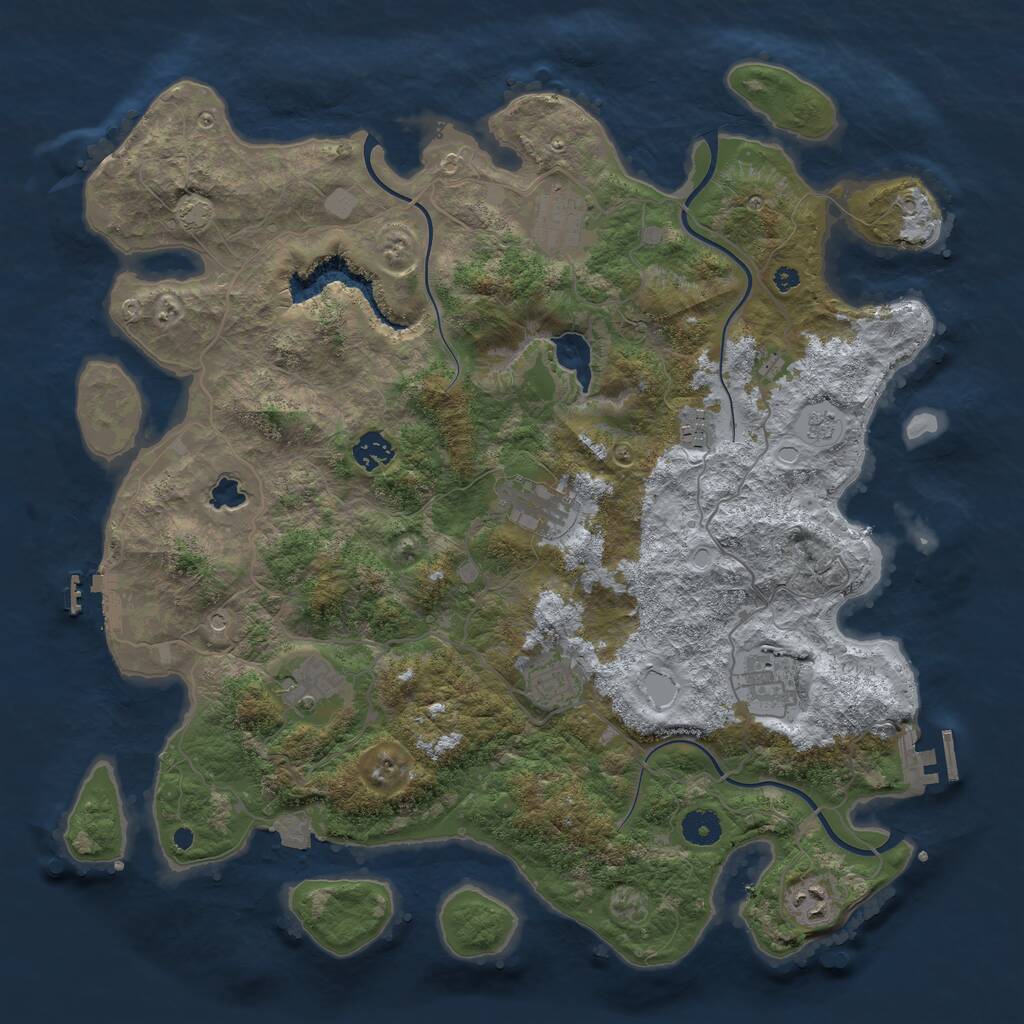 Rust Map: Procedural Map, Size: 4050, Seed: 1768210690, 14 Monuments