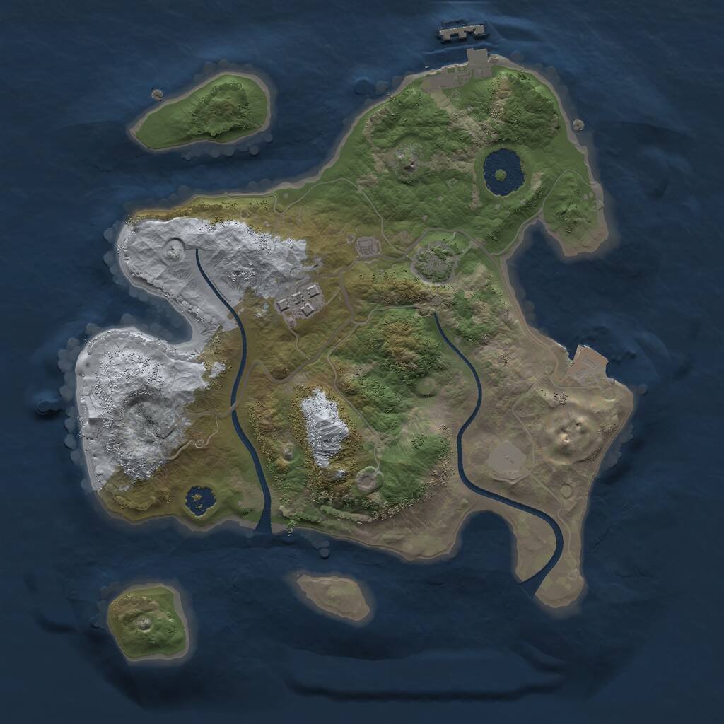 Rust Map: Procedural Map, Size: 2500, Seed: 54325, 4 Monuments