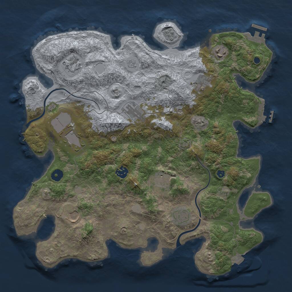 Rust Map: Procedural Map, Size: 3750, Seed: 217739761, 16 Monuments