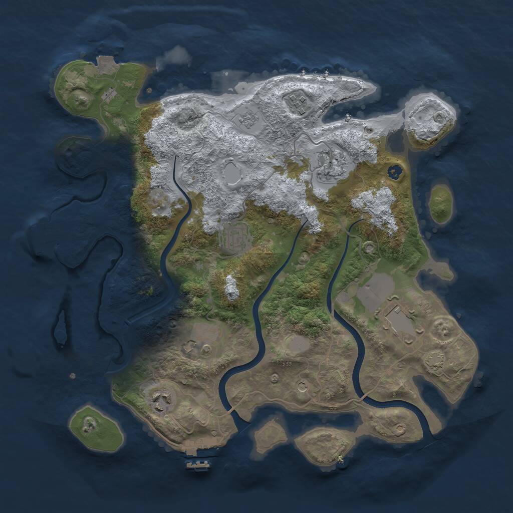 Rust Map: Procedural Map, Size: 3500, Seed: 2039308811, 12 Monuments