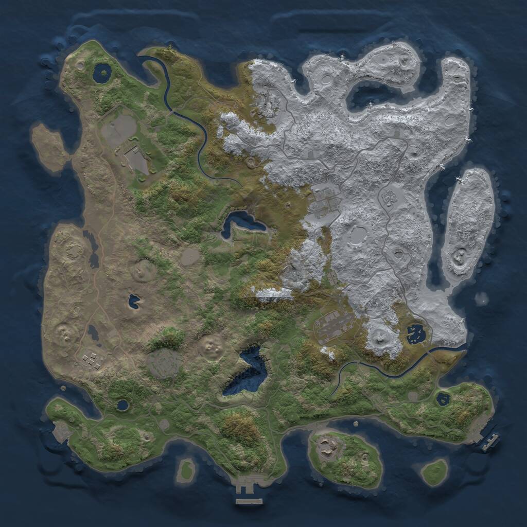 Rust Map: Procedural Map, Size: 4000, Seed: 79969209, 14 Monuments