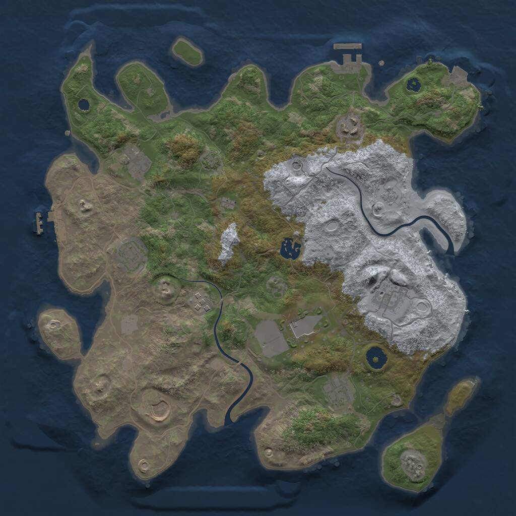 Rust Map: Procedural Map, Size: 3700, Seed: 35153405, 15 Monuments